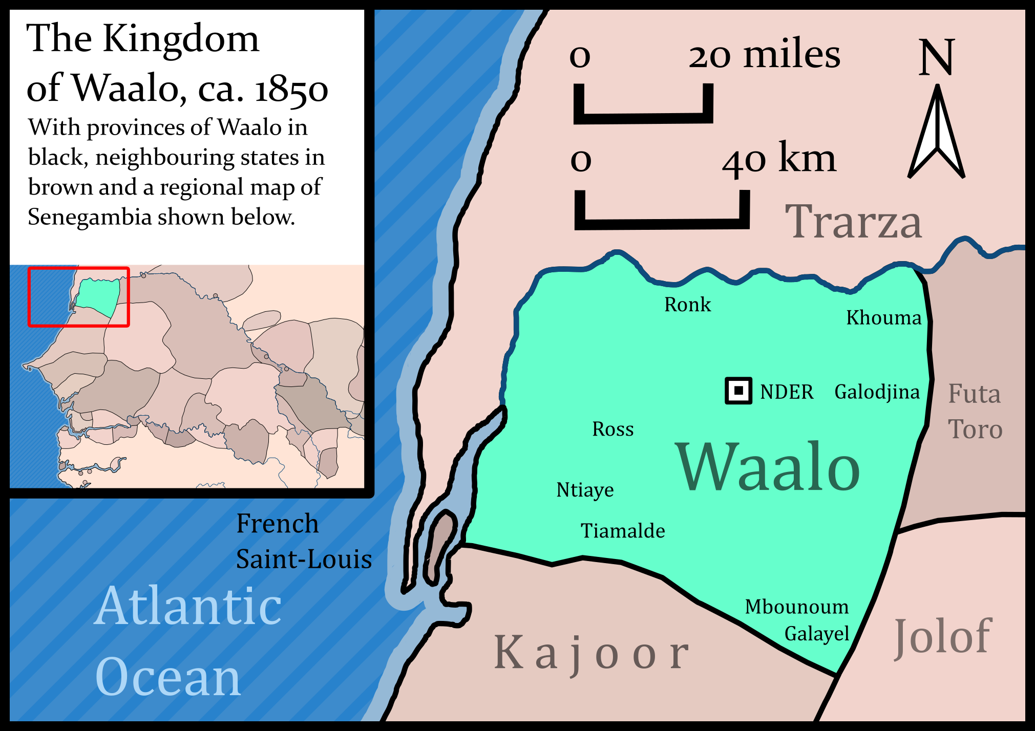 Carte du Royaume du Waalo (vers 1850)